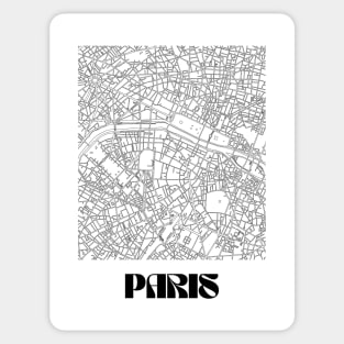 Retro Map of Paris, France Minimalist Line Drawing Sticker